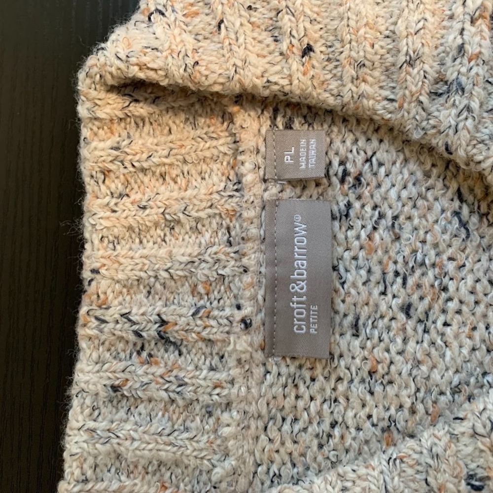 Croft & Barrow Full Zip Tan Knit Sweater Women's Petite Large - Picture 5 of 8